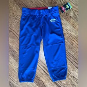Rawlings Softball Low Ride Belted Pants, 2 pair, YL, Royal color, NWT